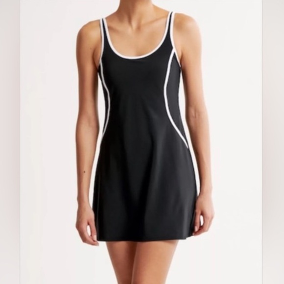 Abercrombie Traveler Dress Skort Athletic Dress Black White Medium - Picture 3 of 7